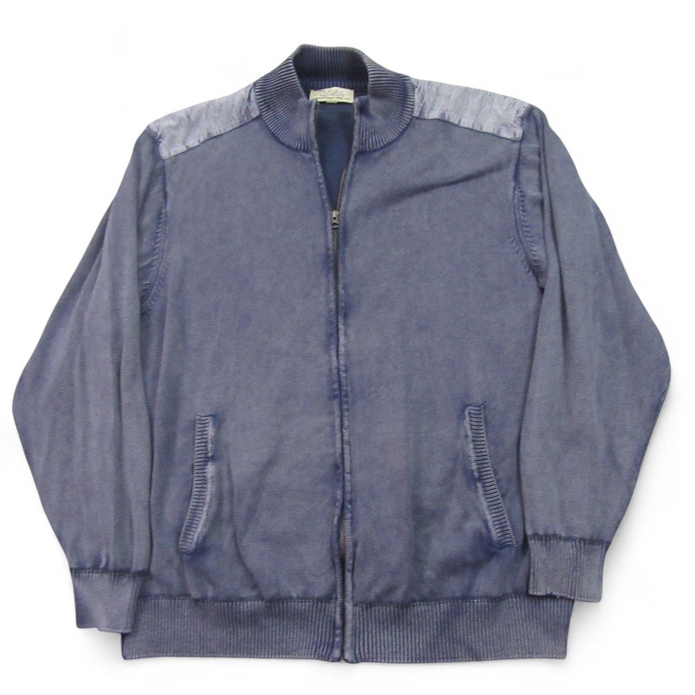 Cabela's‎ Mens Cardigan Sweater XL Tall Blue Knit Cotton Full Zip Mid Weight